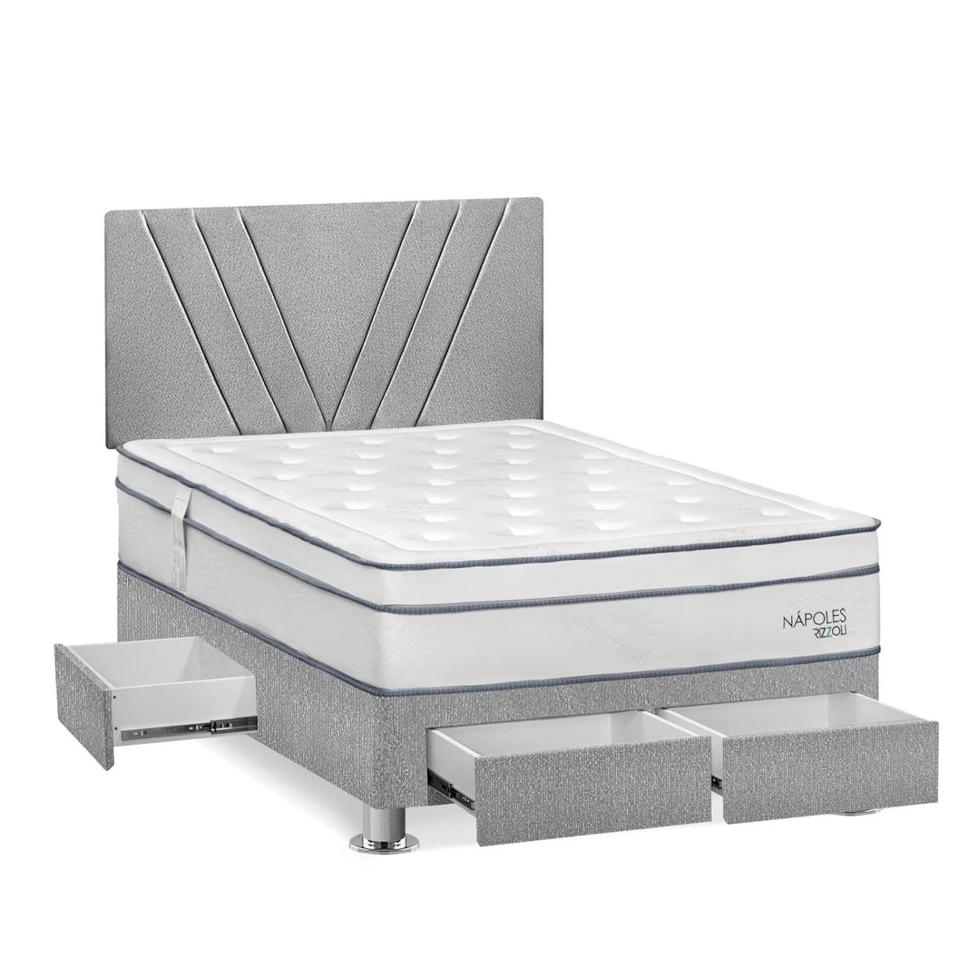 DORMITORIO AMERICANO RIZZOLI NAPOLES 2 PLAZAS CON CAJONES PLATA - 2