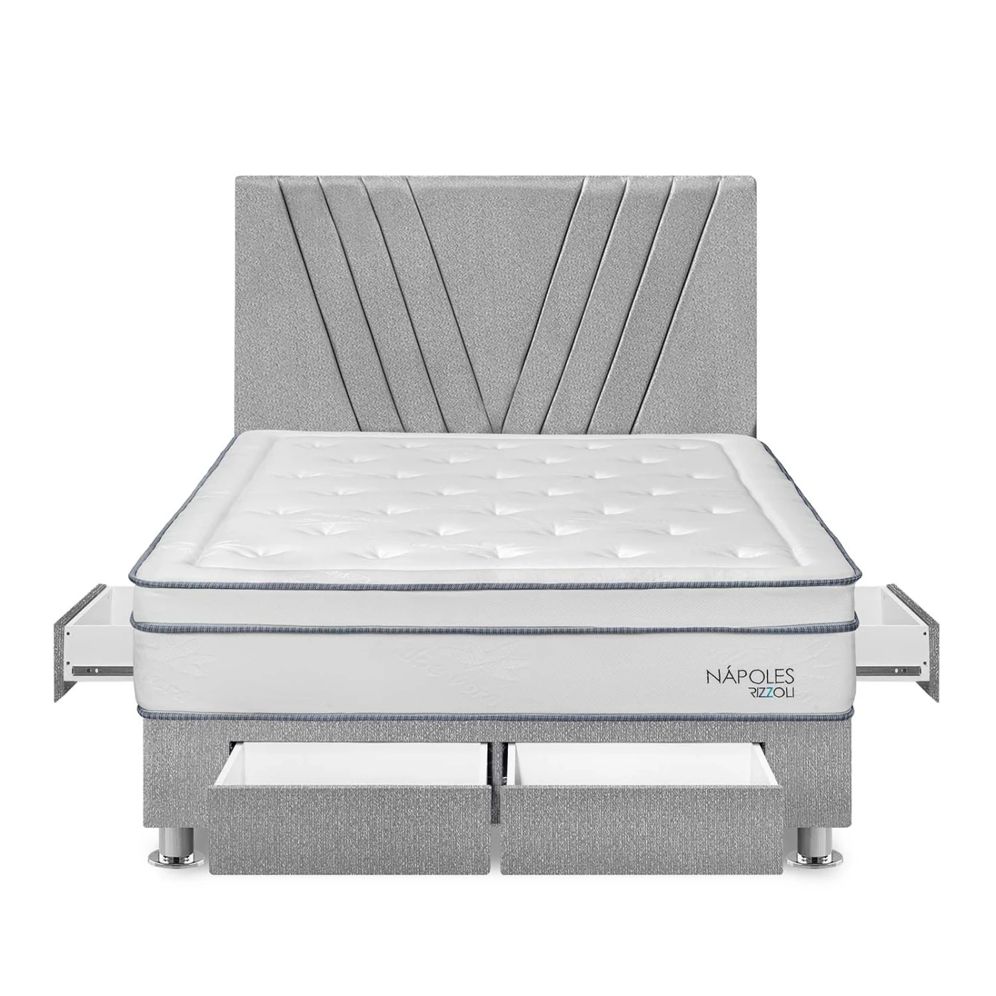 DORMITORIO AMERICANO RIZZOLI NAPOLES QUEEN CON CAJONES PLATA - 1