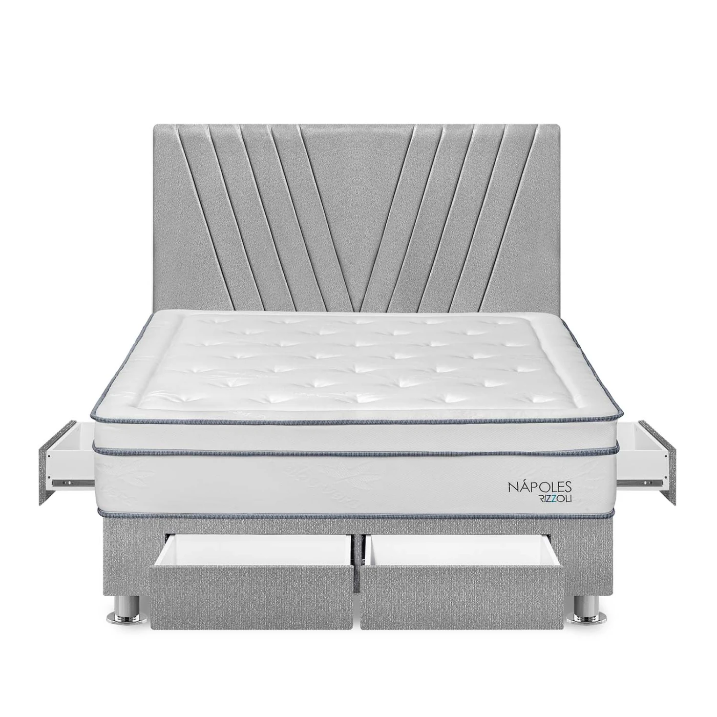 DORMITORIO RIZZOLI NAPOLES KING CON CAJONES PLATA - 1