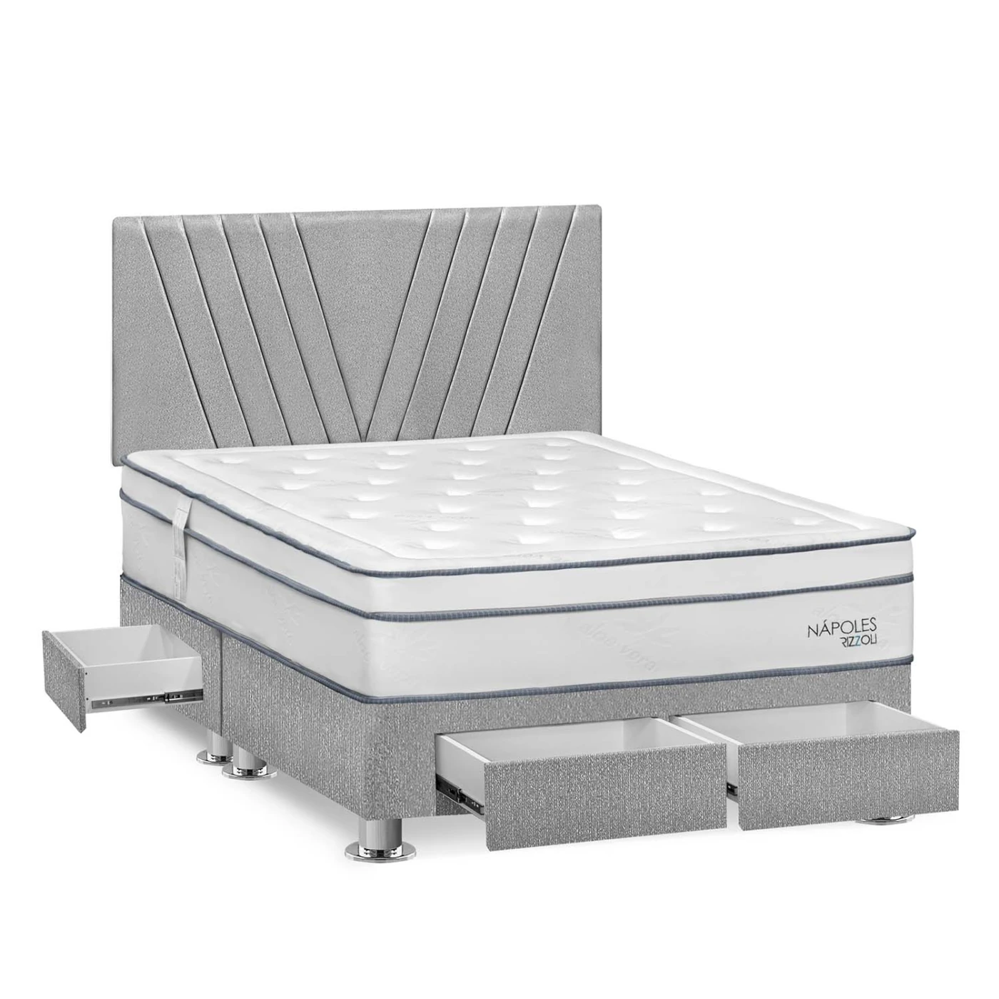 DORMITORIO RIZZOLI NAPOLES KING CON CAJONES PLATA - 2