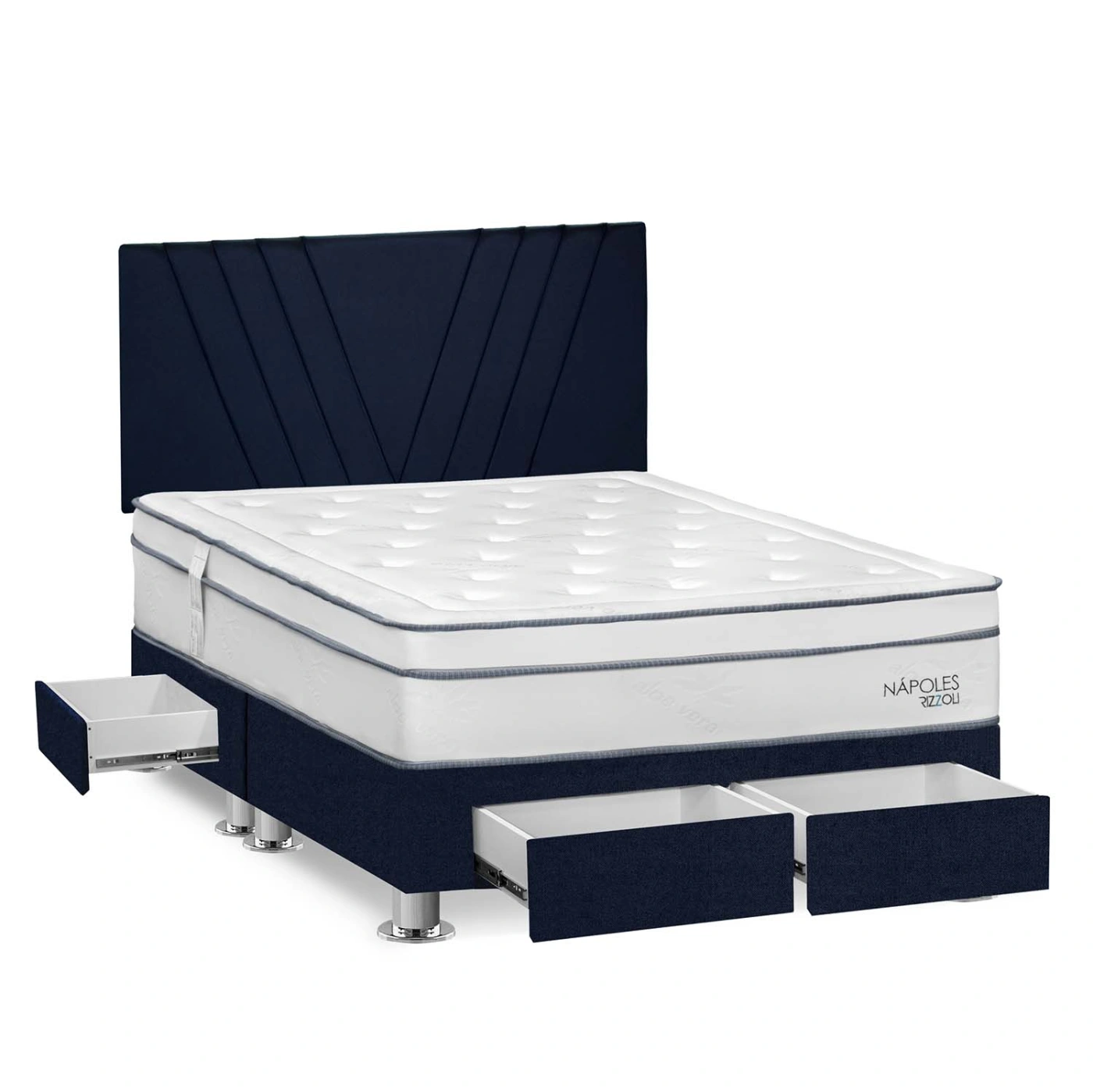DORMITORIO RIZZOLI NAPOLES QUEEN CON CAJONES AZUL - 2