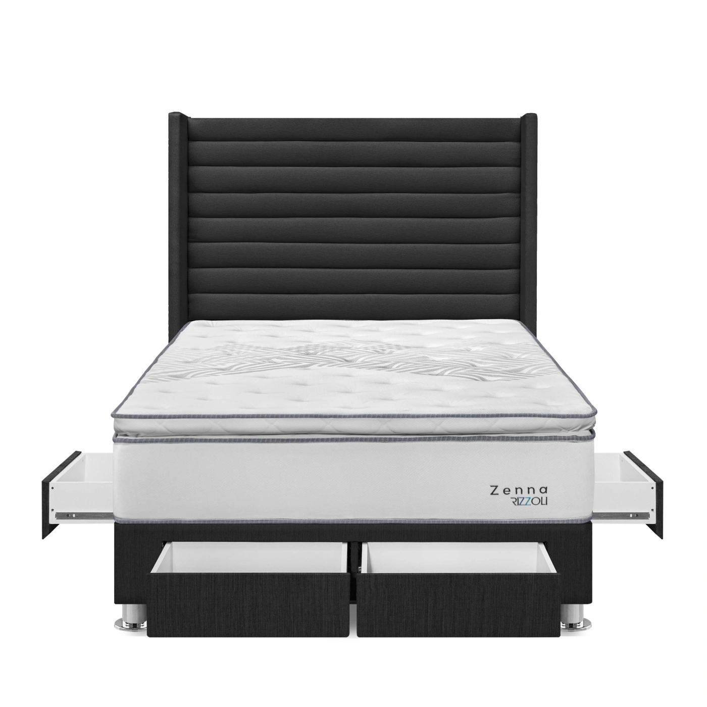 DORMITORIO RIZZOLI ZENNA 2 PLAZAS CON CAJONES GRIS - 1