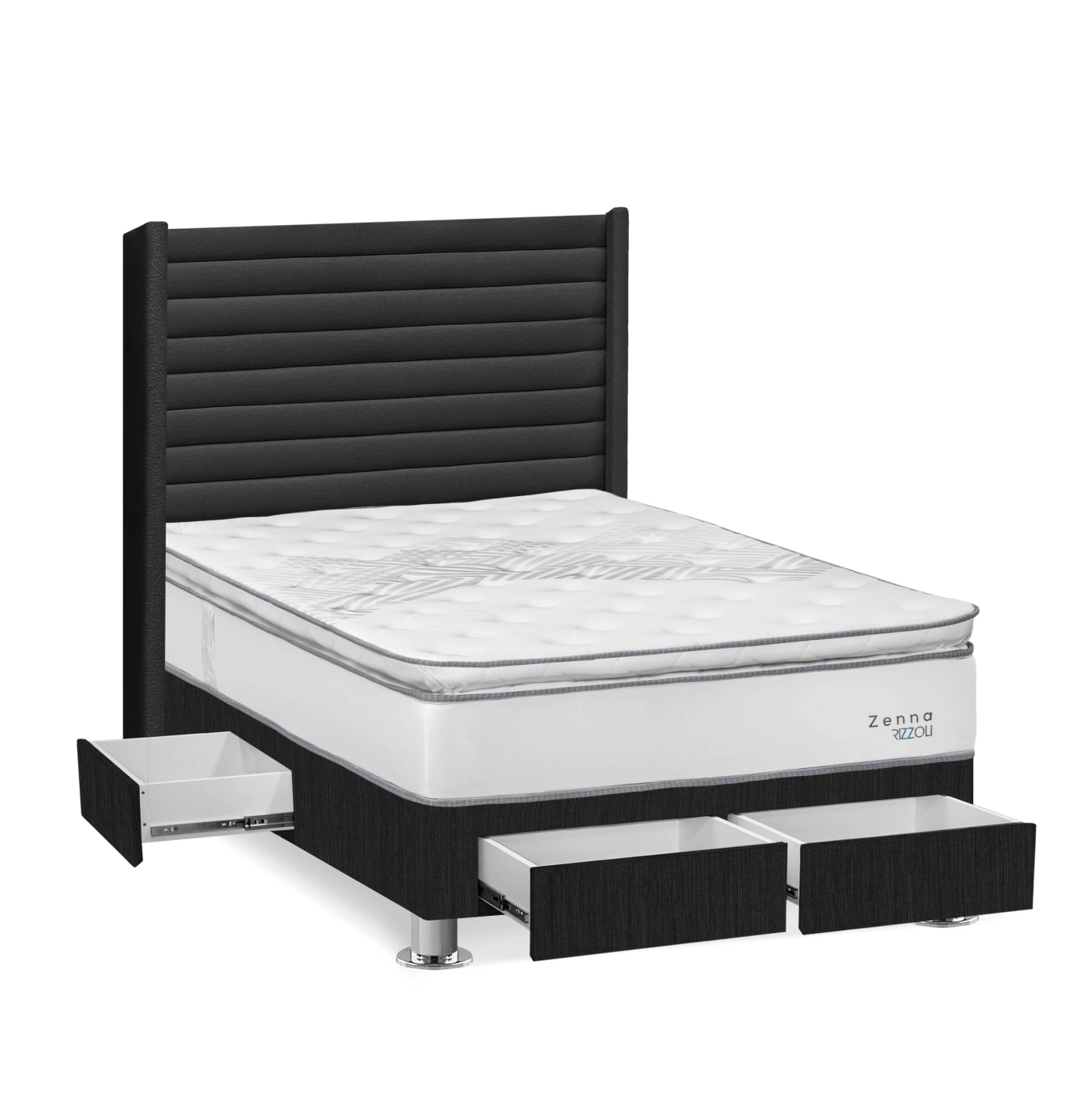 DORMITORIO RIZZOLI ZENNA 2 PLAZAS CON CAJONES GRIS - 2