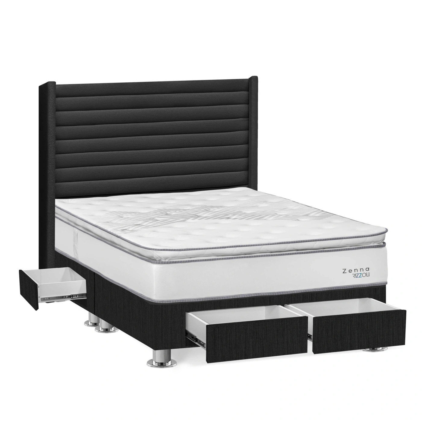DORMITORIO AMERICANO RIZZOLI ZENNA QUEEN CON CAJONES GRIS - 2