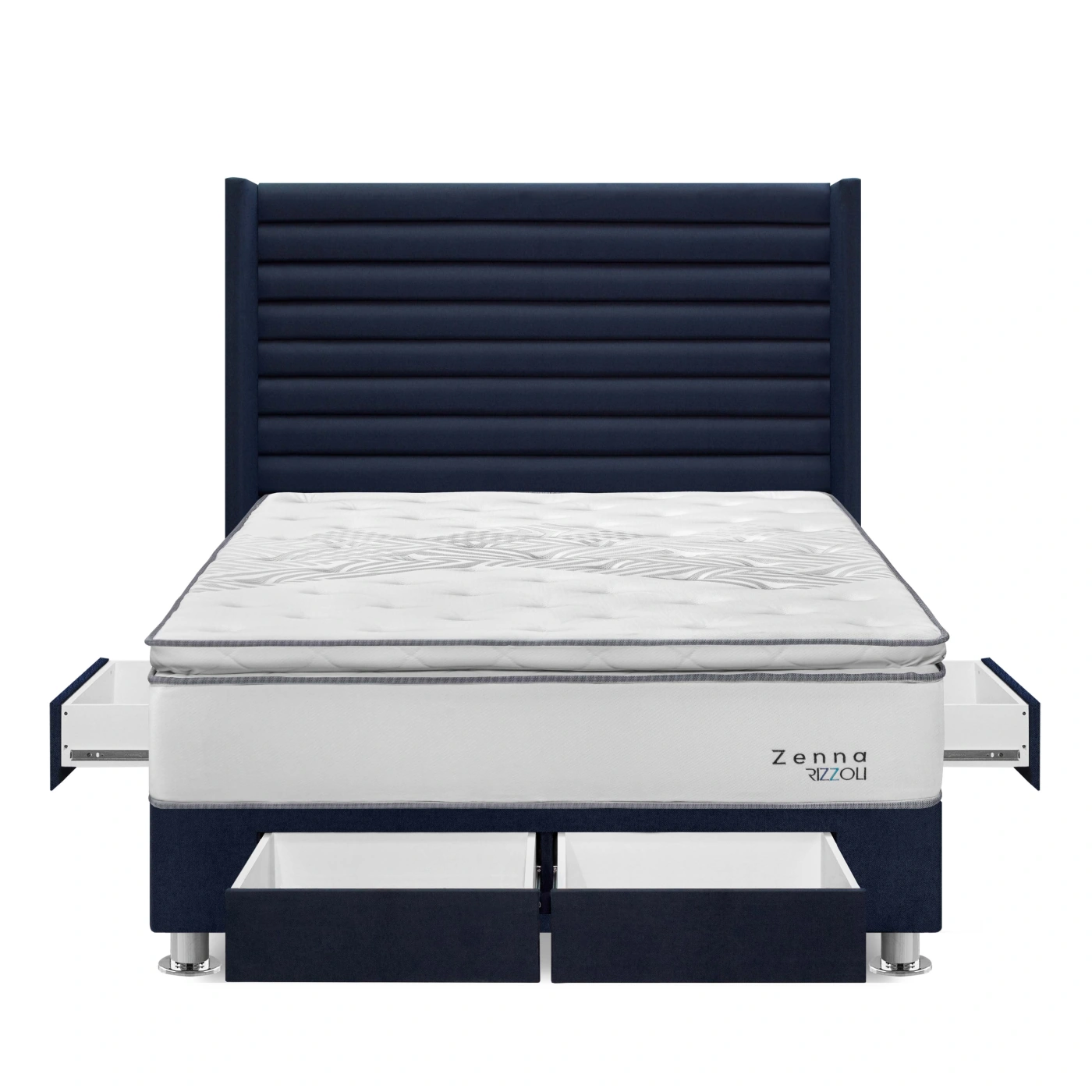 DORMITORIO AMERICANO RIZZOLI ZENNA QUEEN CON CAJONES AZUL - 1