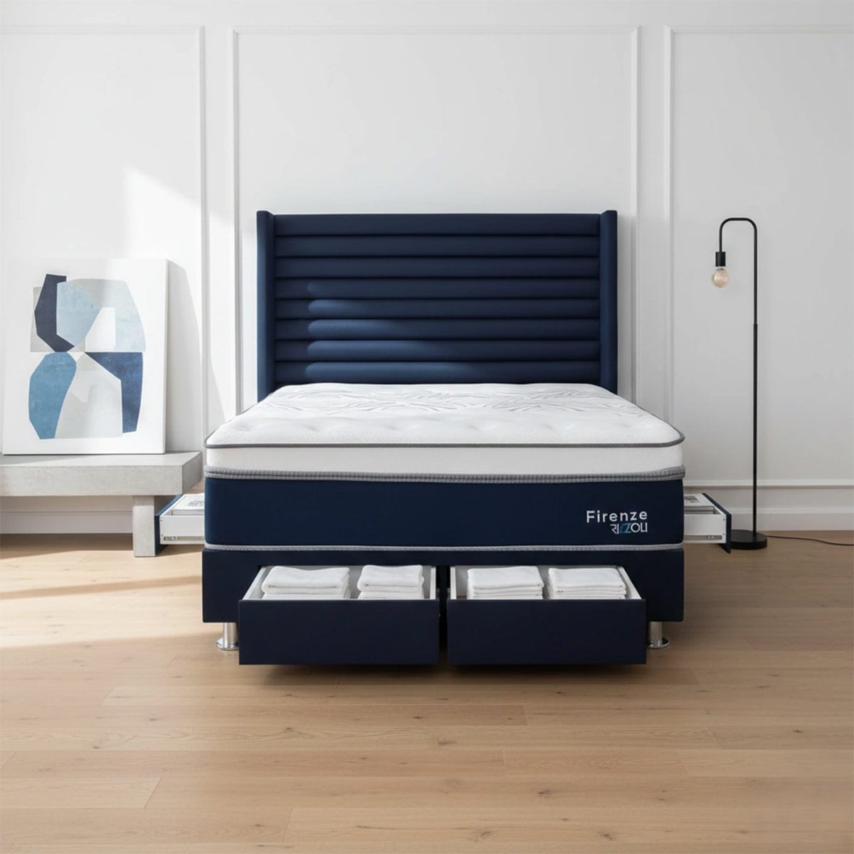 DORMITORIO AMERICANO RIZZOLI FIRENZE 2 PLAZAS CON CAJONES AZUL - 1