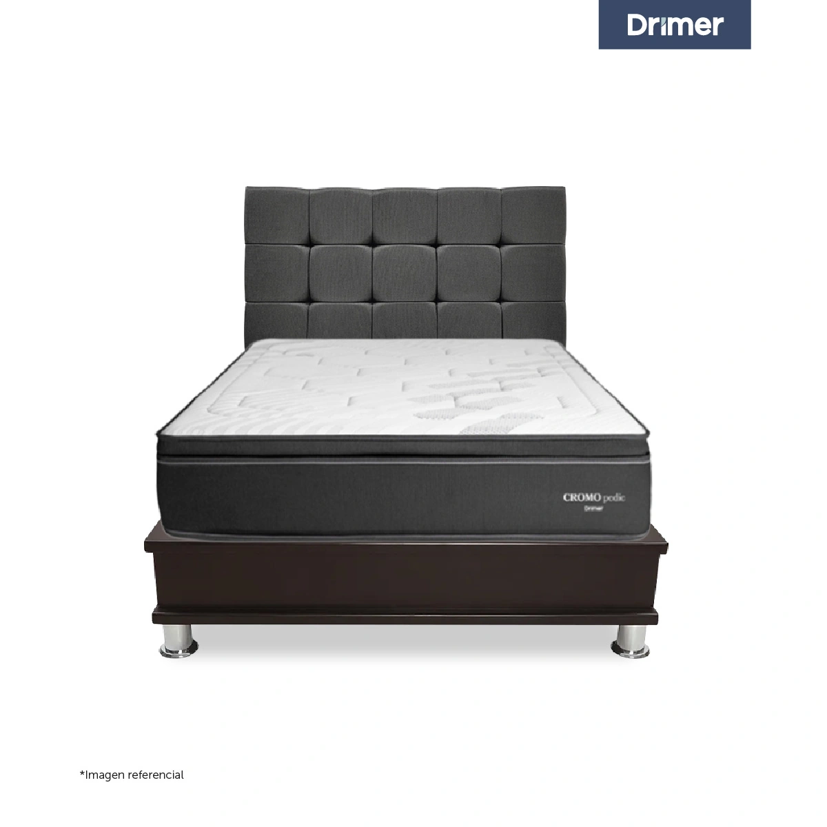 DORMITORIO CON CAJONES DRIMER CROMOPEDIC 1.5 PLAZAS CUADROS - 2