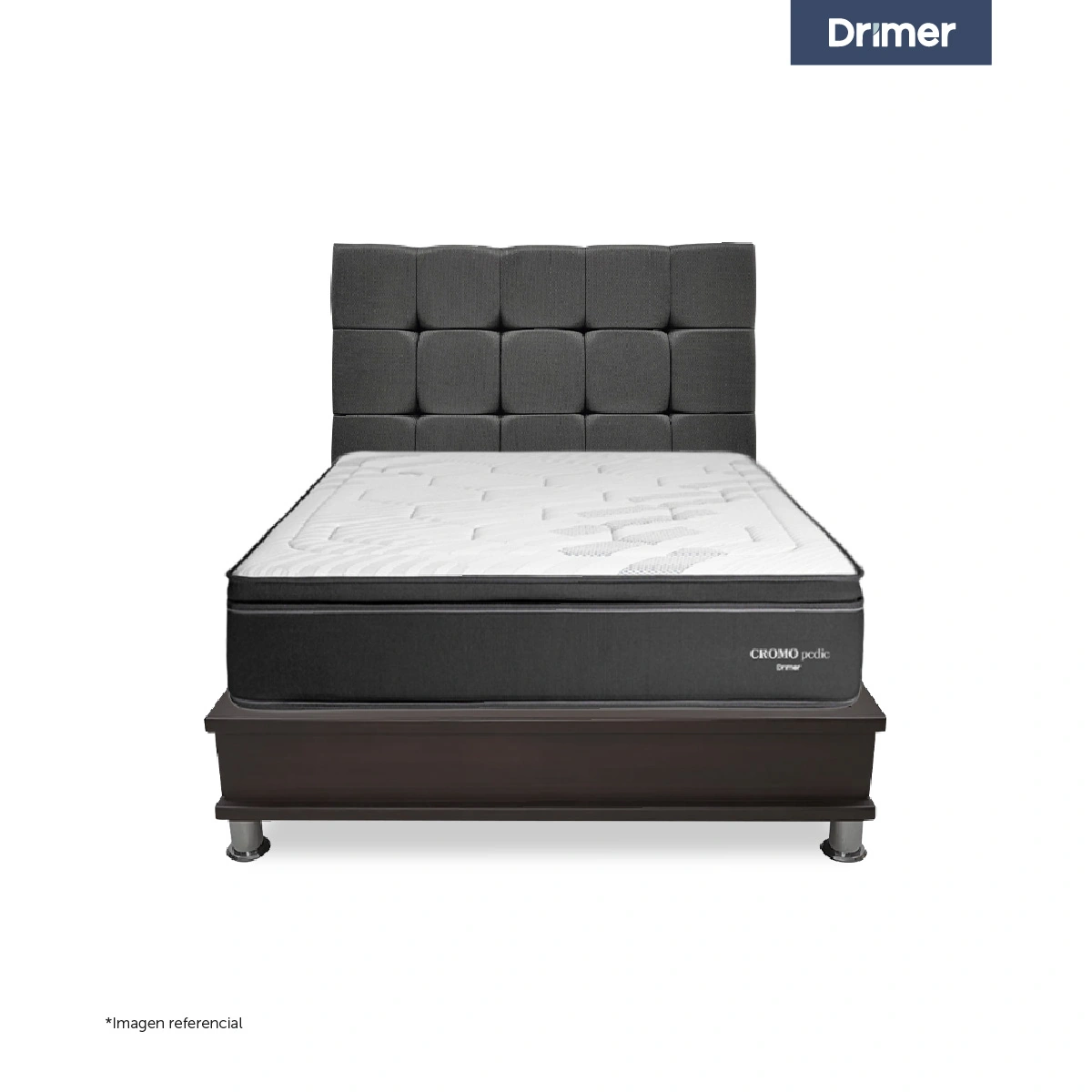 DORMITORIO CON CAJONES DRIMER CROMOPEDIC 2 PLAZAS CUADROS BEIGE - 2