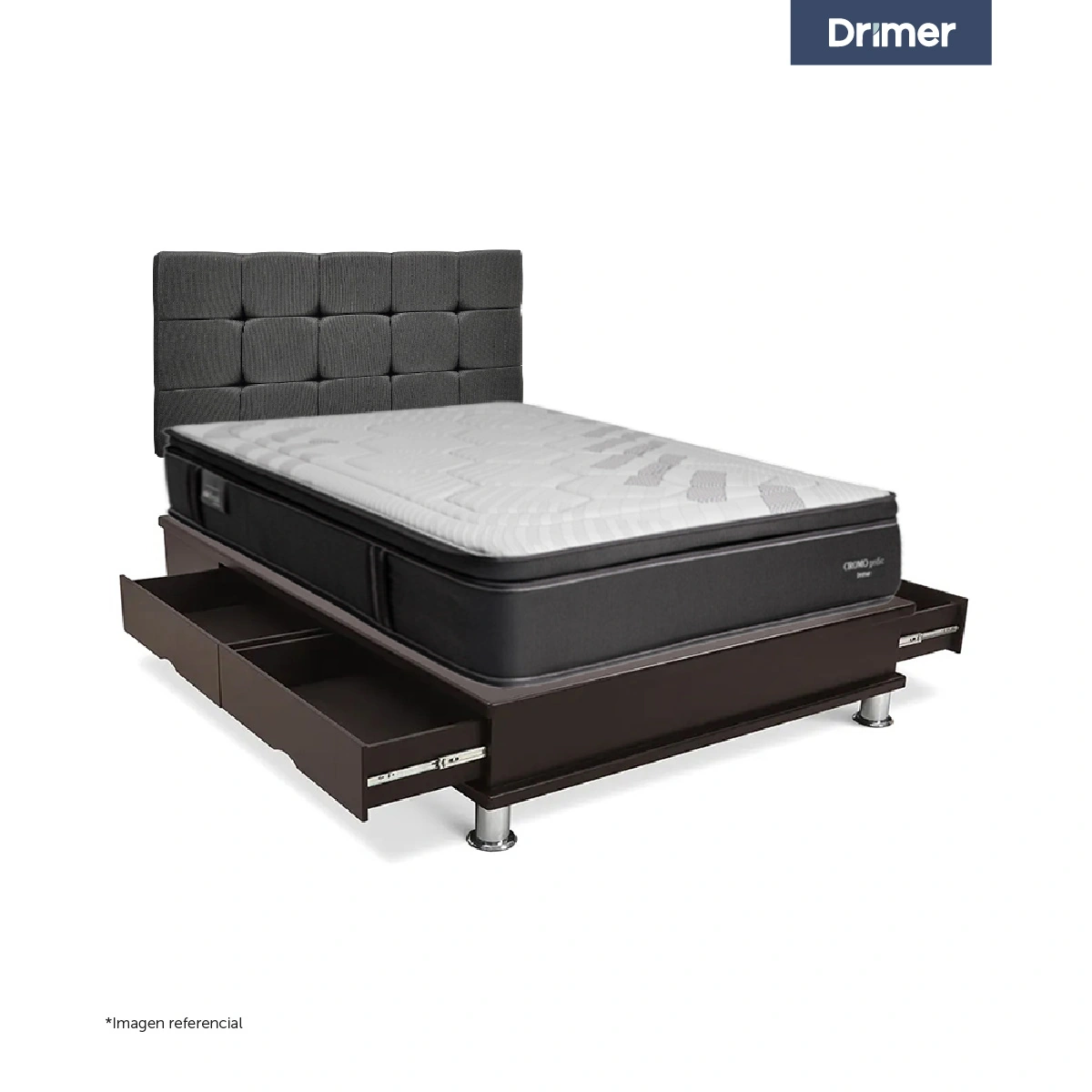 DORMITORIO CON CAJONES DRIMER CROMOPEDIC QUEEN CUADROS - 1