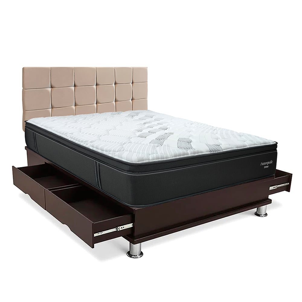 DORMITORIO CON CAJONES DRIMER CROMOPEDIC  KING CUADROS BEIGE - 1
