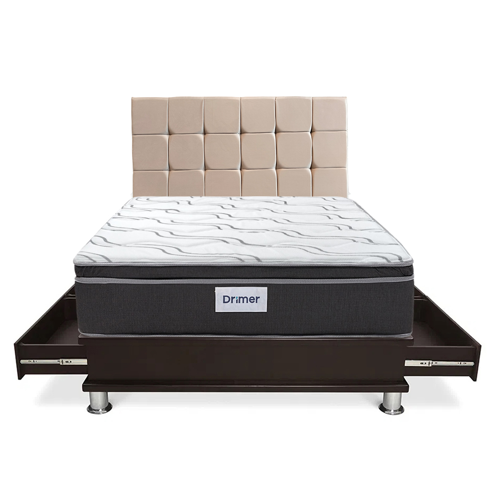 DORMITORIO CON CAJONES DRIMER CROMOPEDIC  KING CUADROS BEIGE - 2