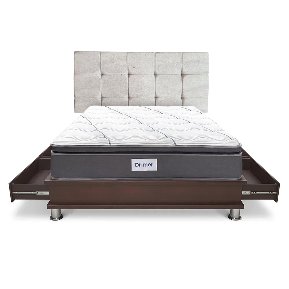 DORMITORIO CON CAJONES DRIMER CROMOPEDIC  KING CUADROS BEIGE - 3