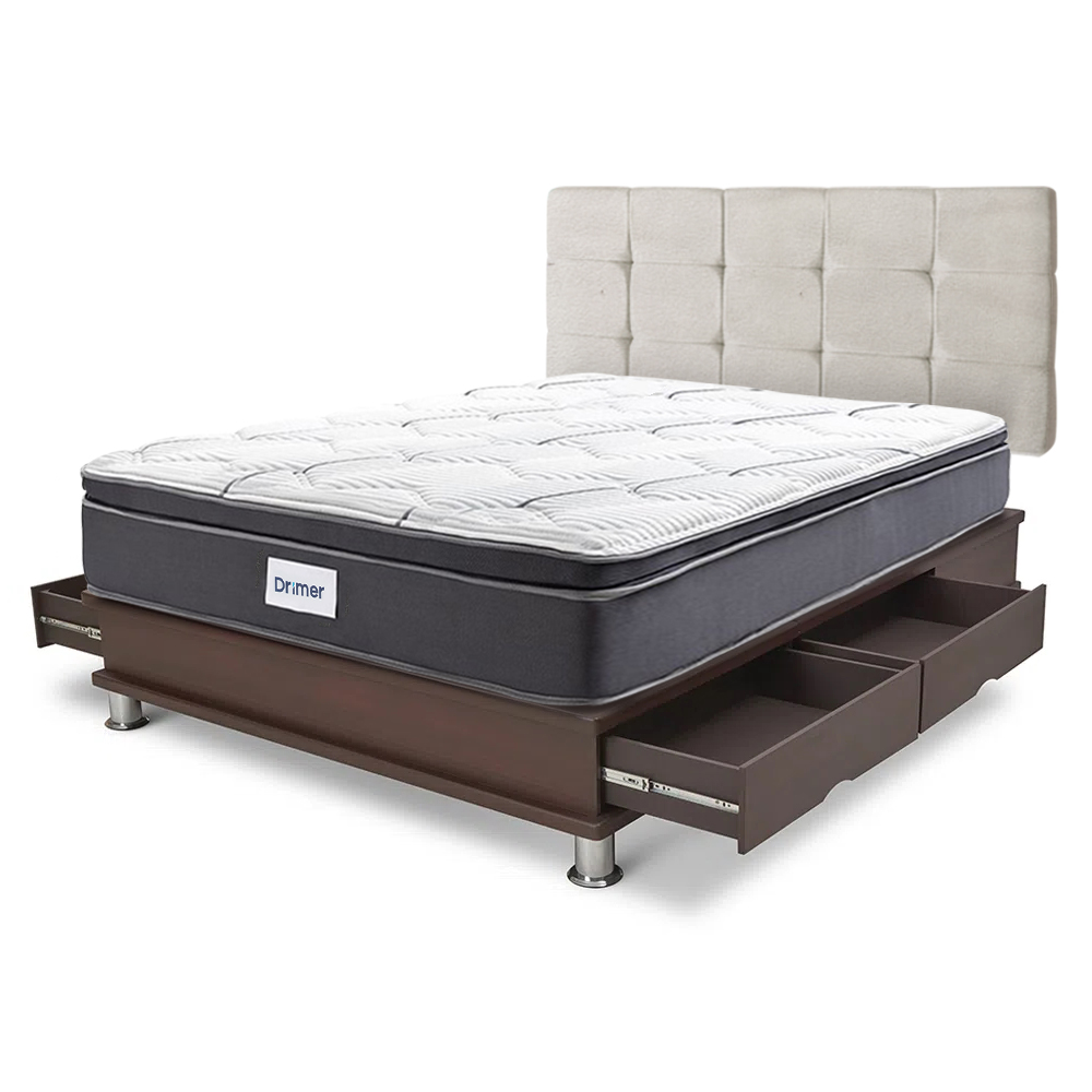 DORMITORIO CON CAJONES DRIMER CROMOPEDIC  KING CUADROS BEIGE - 5