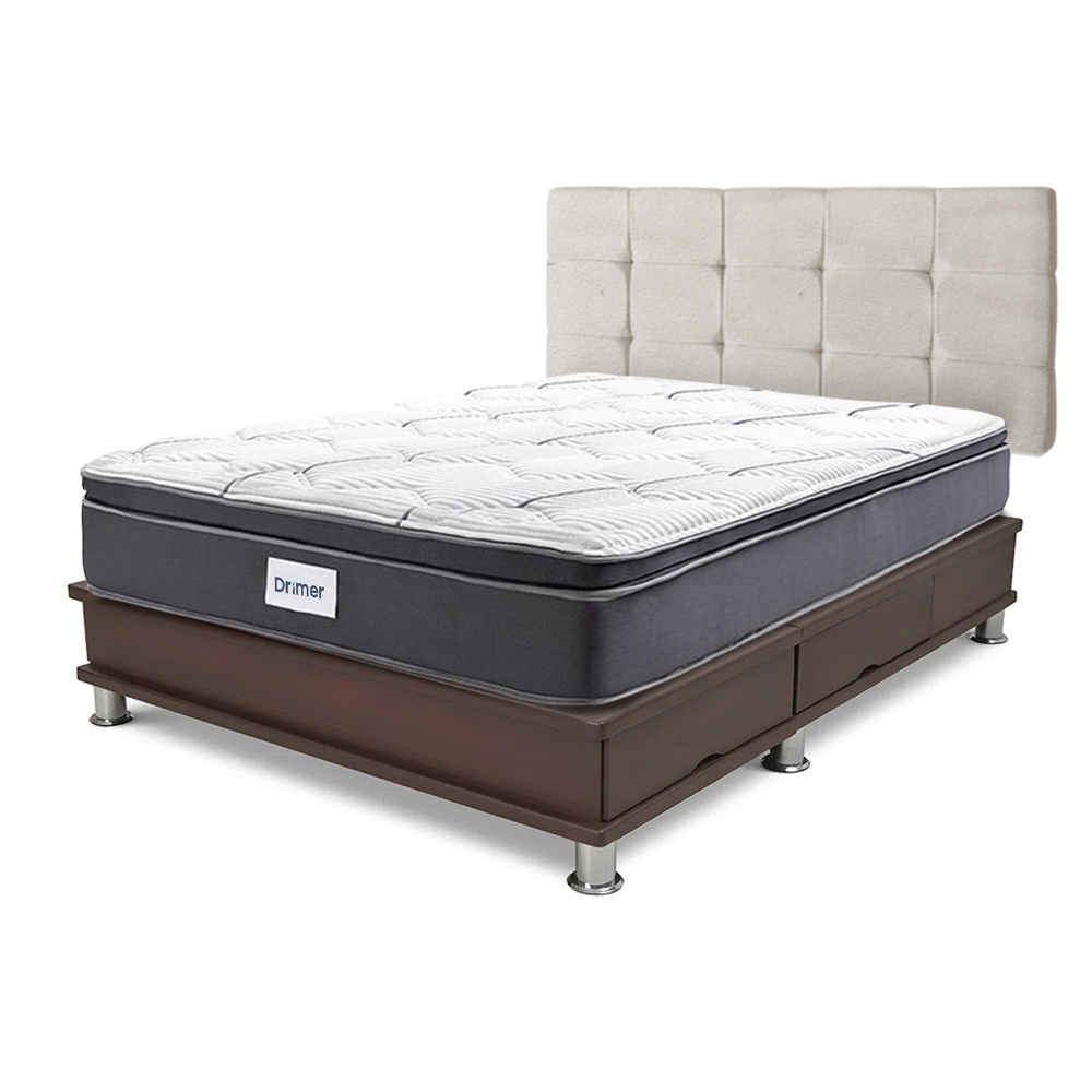 DORMITORIO CON CAJONES DRIMER CROMOPEDIC  KING CUADROS BEIGE - 6