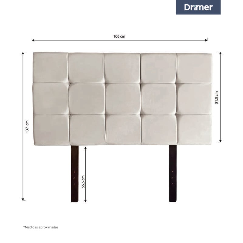 CABECERA DRIMER CUADROS 1.5 PLAZAS BEIGE - 2