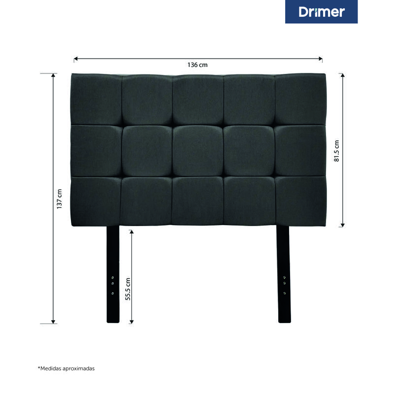 CABECERA DRIMER CUADROS 2 PLAZAS GRIS - 2