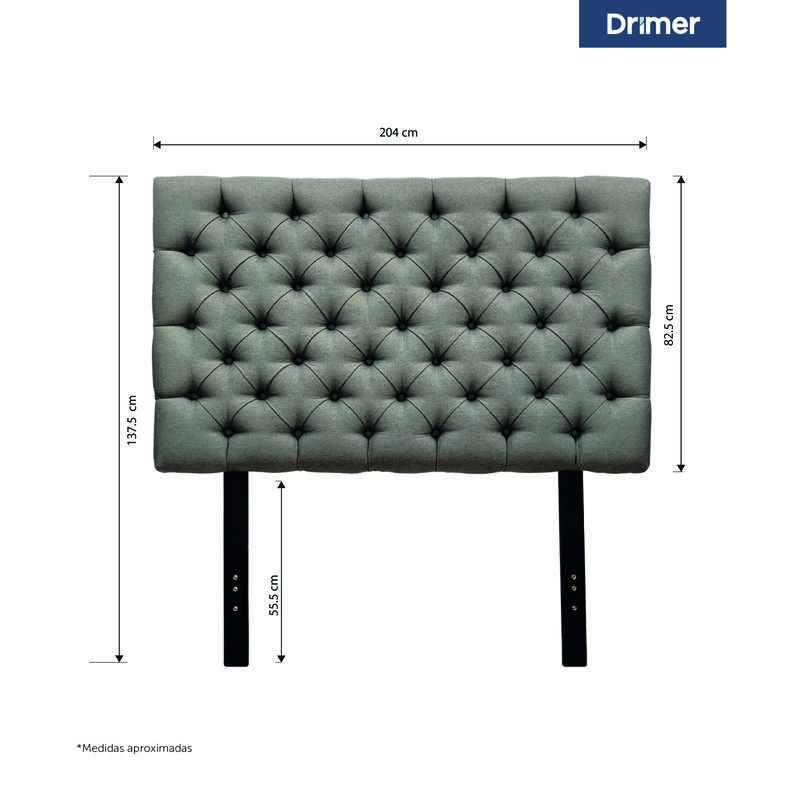 CABECERA DRIMER CAPITONE KING GRIS - 2