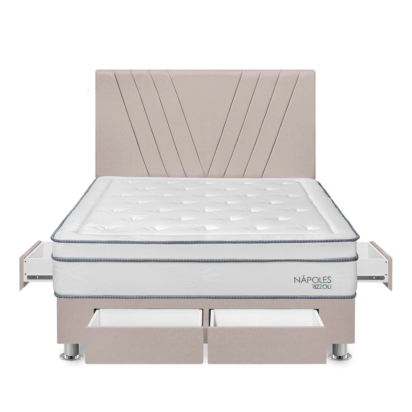 DORMITORIO RIZZOLI NAPOLES QUEEN CON CAJONES BEIGE - 1