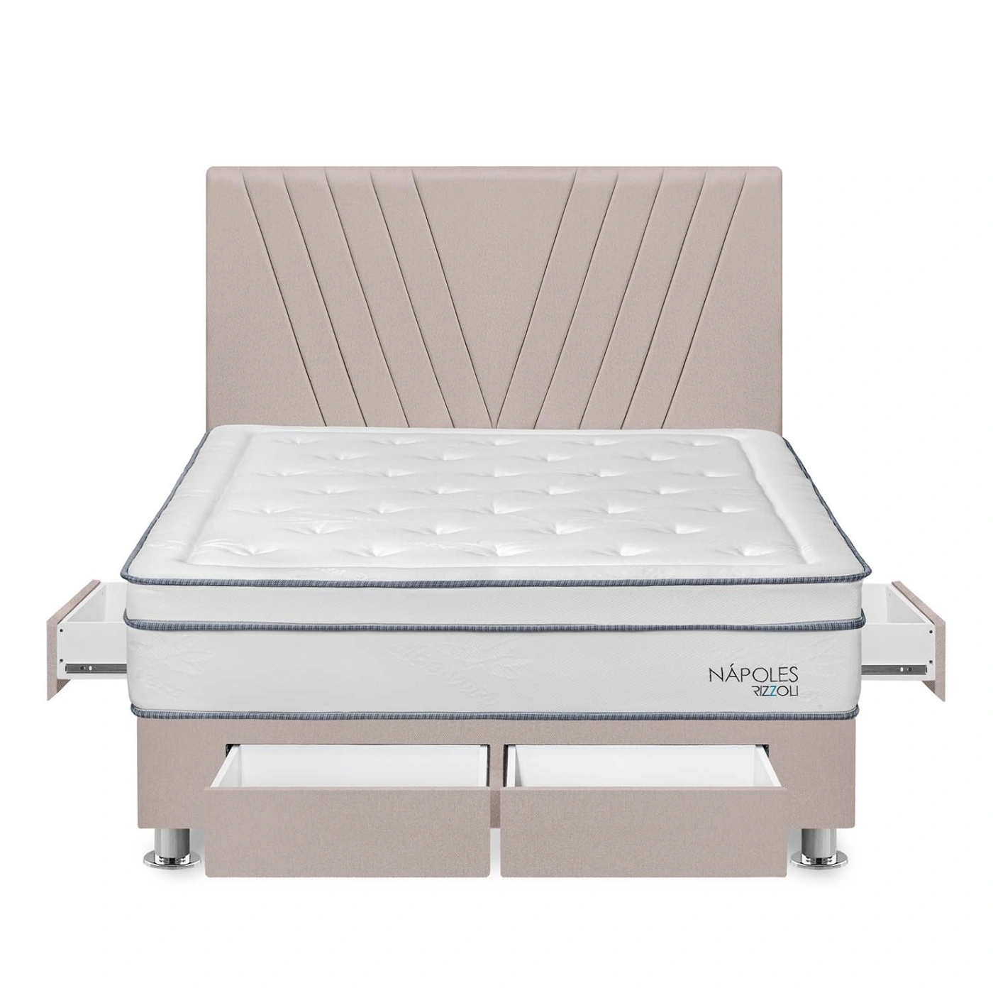 DORMITORIO RIZZOLI NAPOLES KING CON CAJONES BEIGE - 1