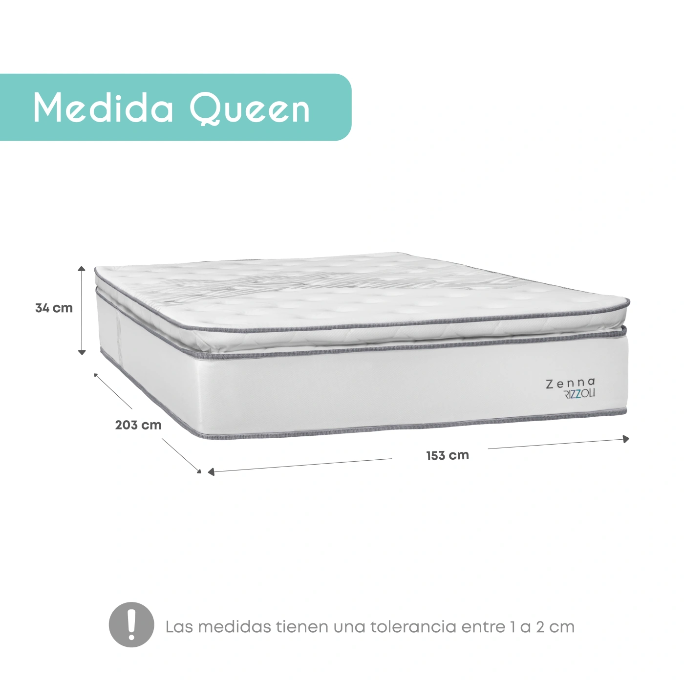 DORMITORIO EUROPEO RIZZOLI ZENNA QUEEN + 2 ALMOHADAS + PROTECTOR - 6