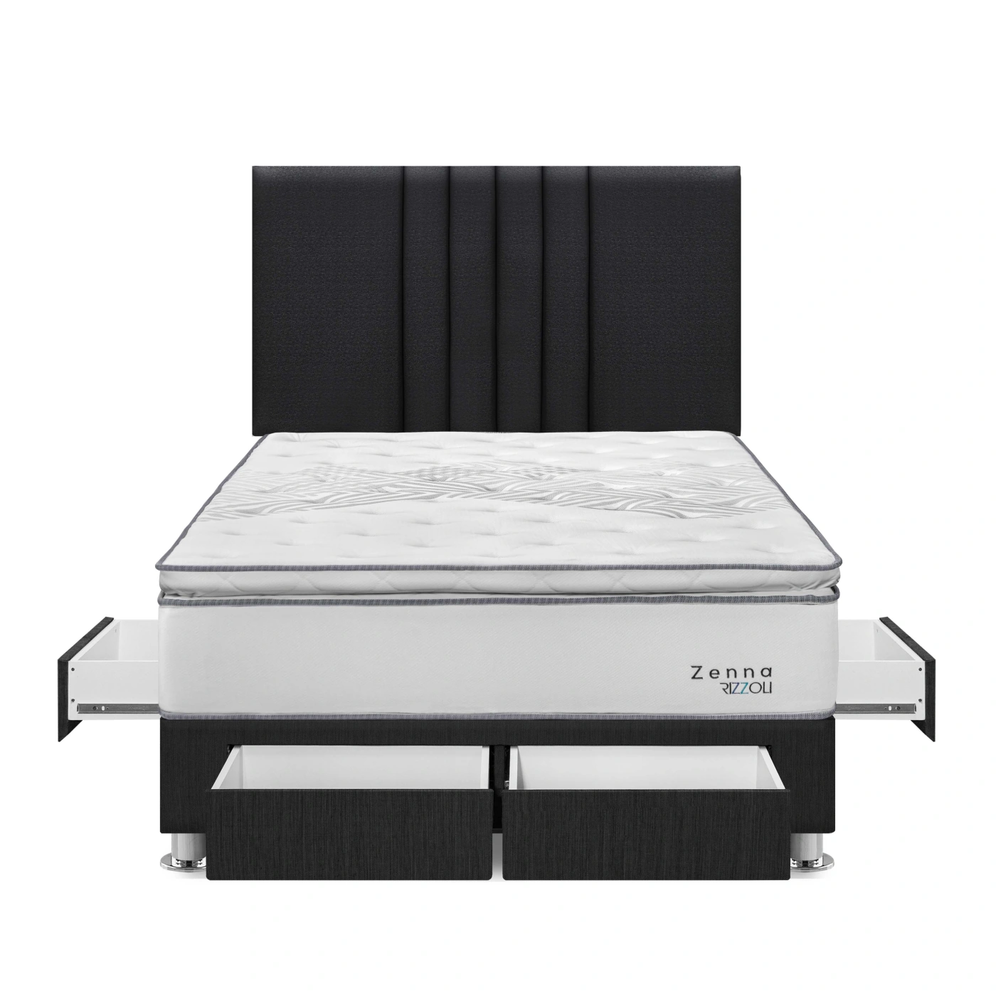 DORMITORIO AMERICANO RIZZOLI ZENNA 2 PLAZAS CON CAJONES SPRING GRIS - 1
