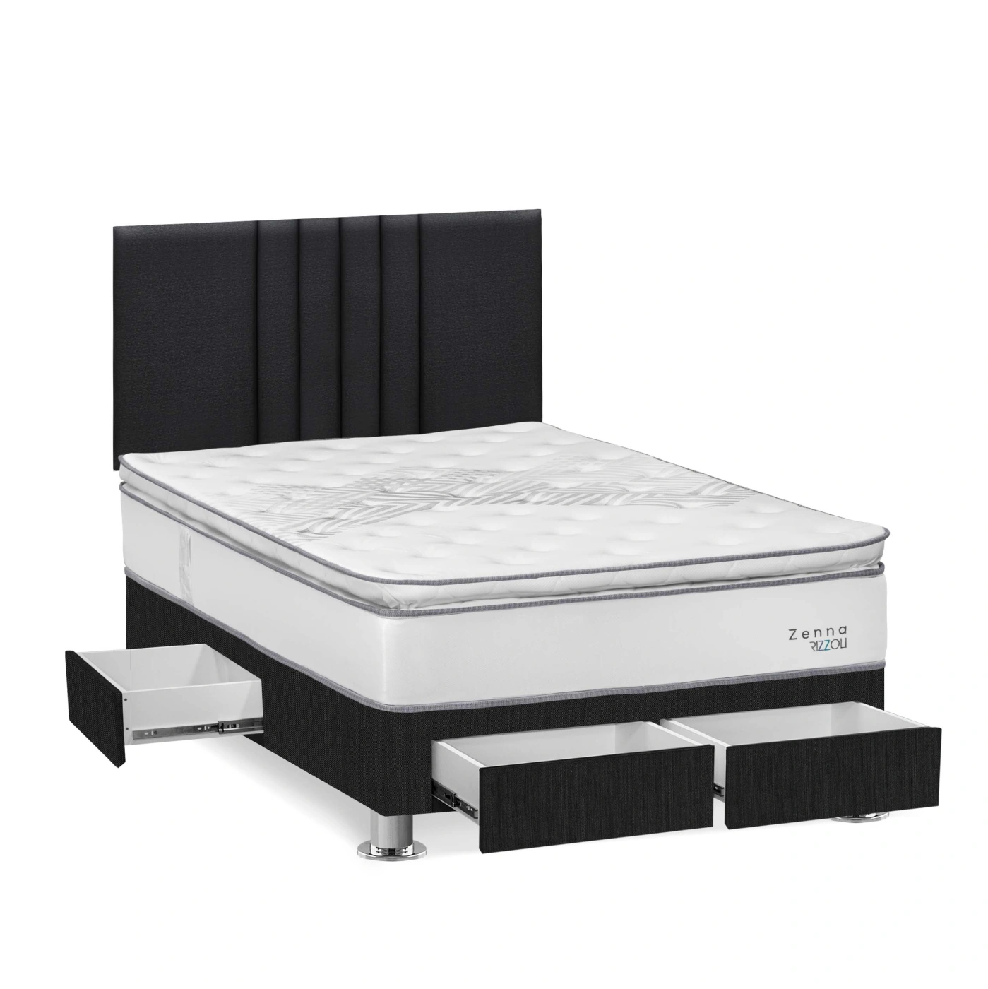 DORMITORIO AMERICANO RIZZOLI ZENNA 2 PLAZAS CON CAJONES SPRING GRIS - 2