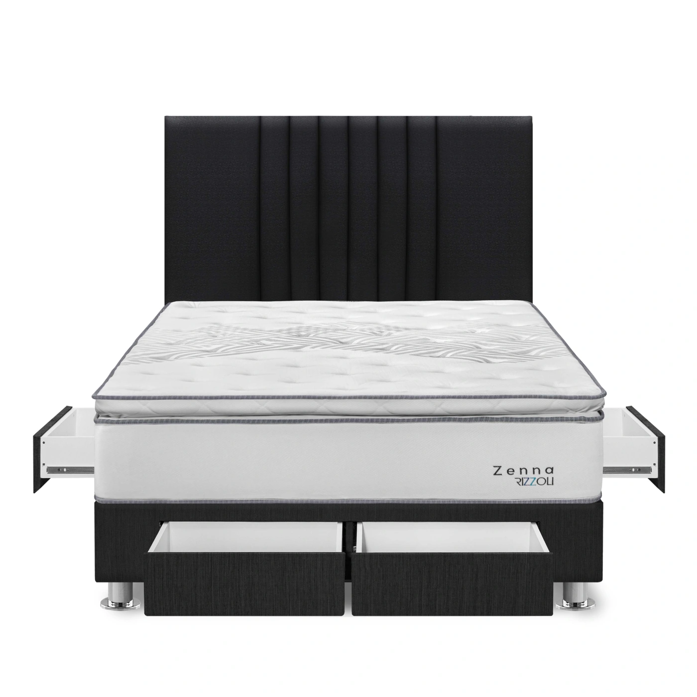 DORMITORIO AMERICANO RIZZOLI ZENNA QUEEN CON CAJONES SPRING GRIS - 1