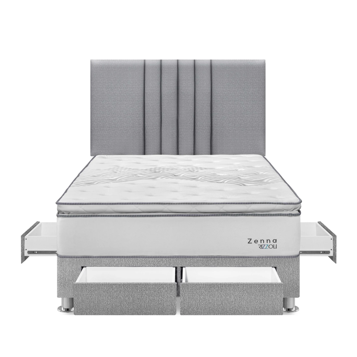DORMITORIO RIZZOLI ZENNA 2 PLAZAS CON CAJONES SPRING PLATA - 1