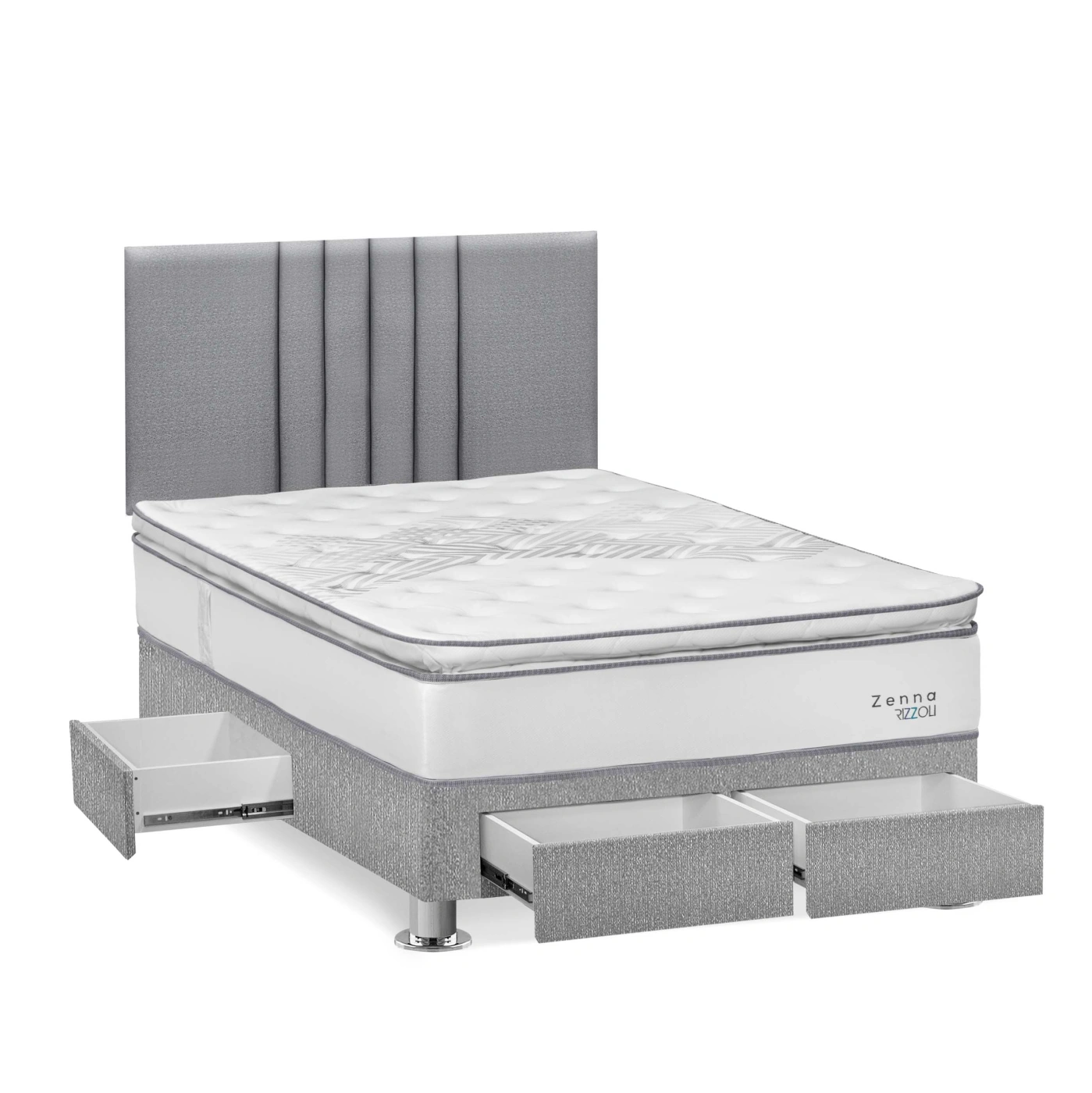 DORMITORIO RIZZOLI ZENNA 2 PLAZAS CON CAJONES SPRING PLATA - 2