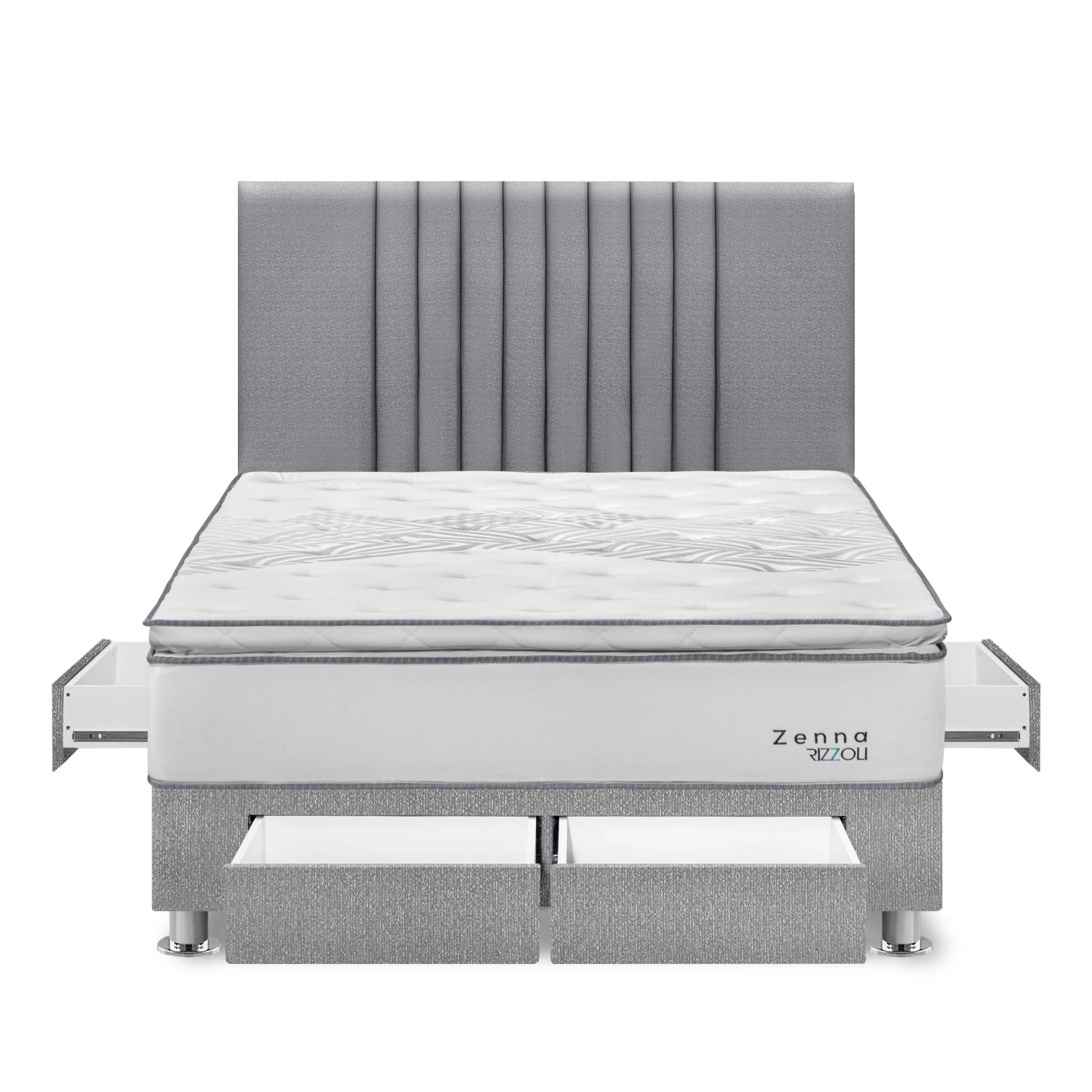 DORMITORIO RIZZOLI ZENNA KING CON CAJONES SPRING PLATA - 1