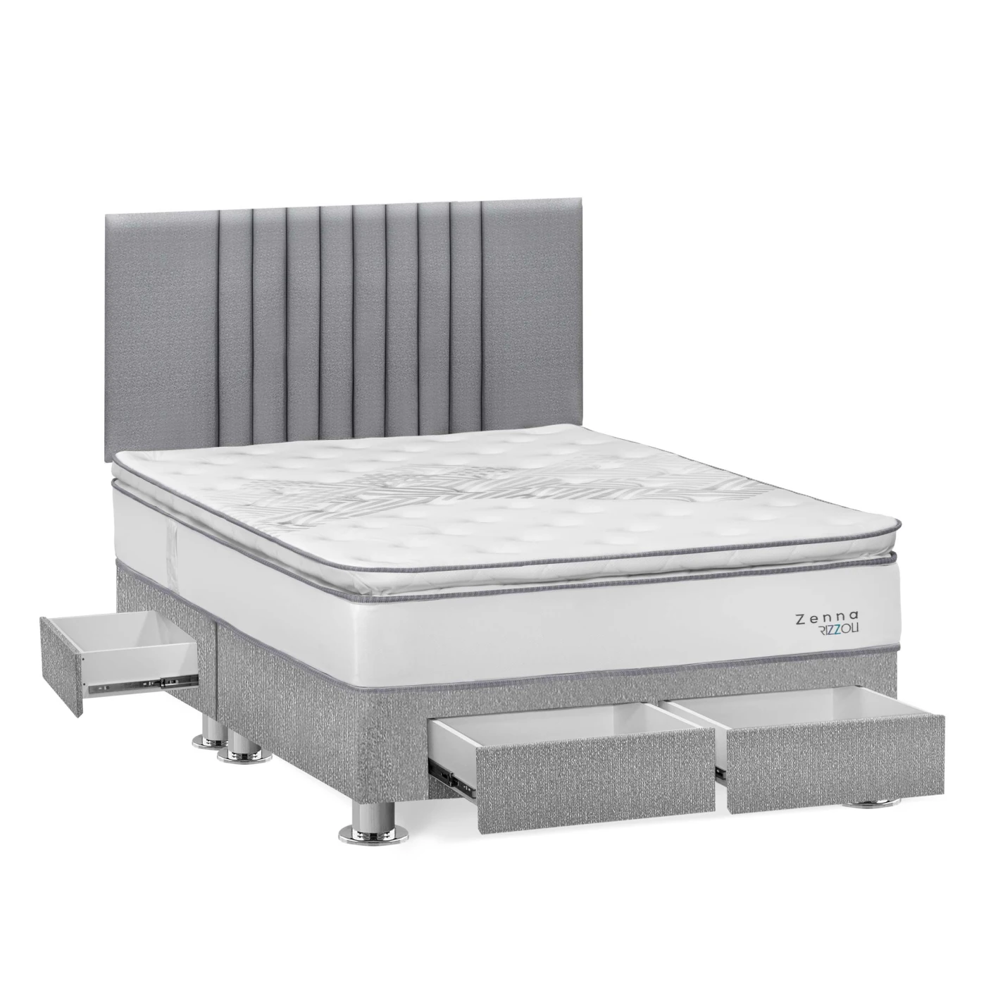 DORMITORIO RIZZOLI ZENNA KING CON CAJONES SPRING PLATA - 2