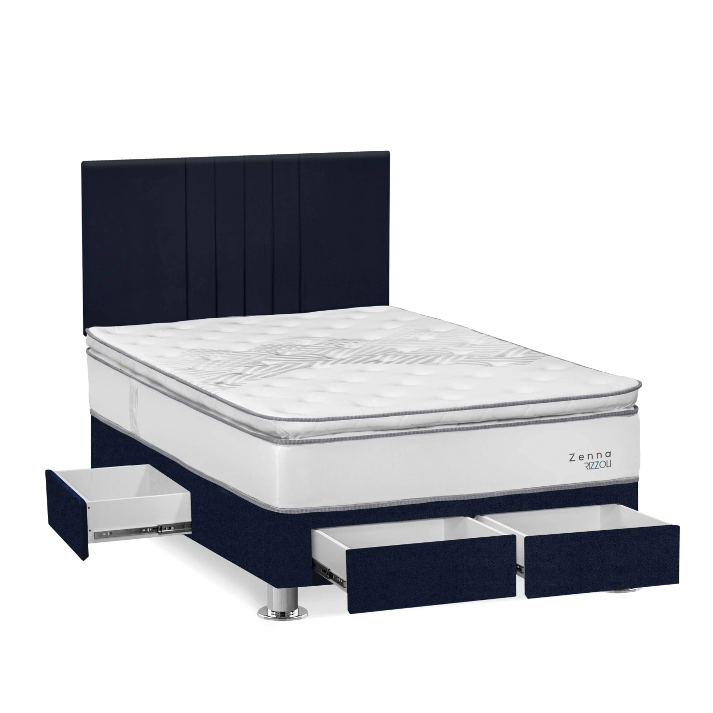 DORMITORIO RIZZOLI ZENNA 2 PLAZAS CON CAJONES SPRING AZUL - 2