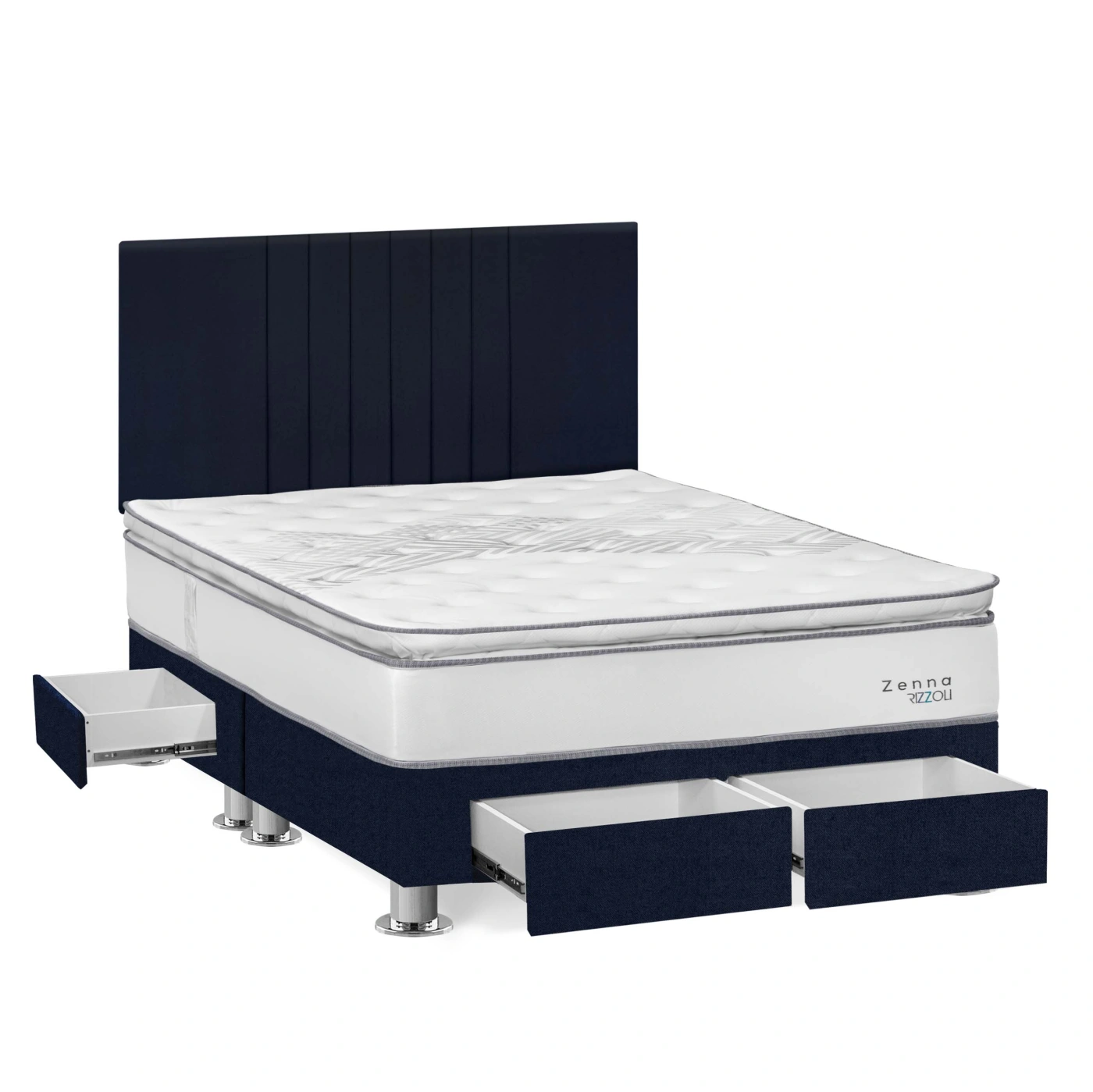 DORMITORIO RIZZOLI ZENNA QUEEN CON CAJONES SPRING AZUL - 2