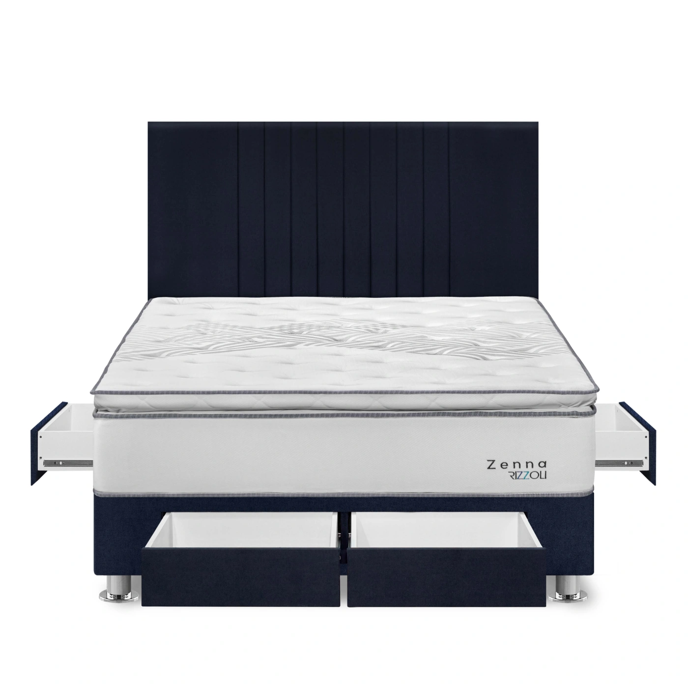 DORMITORIO AMERICANO RIZZOLI ZENNA KING CON CAJONES SPRING AZUL - 1