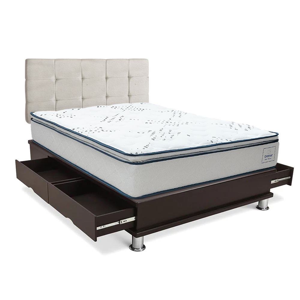 DORMITORIO DRIMER NEW OZONO 1.5 PLAZAS CON CAJONES CUADROS - 1