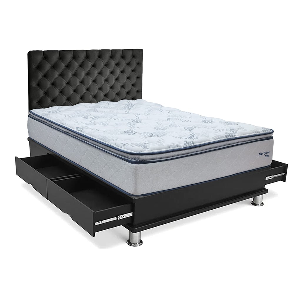 DORMITORIO DRIMER CAPITONE NEW OZONO 1.5 PLAZAS CON CAJONES - 1