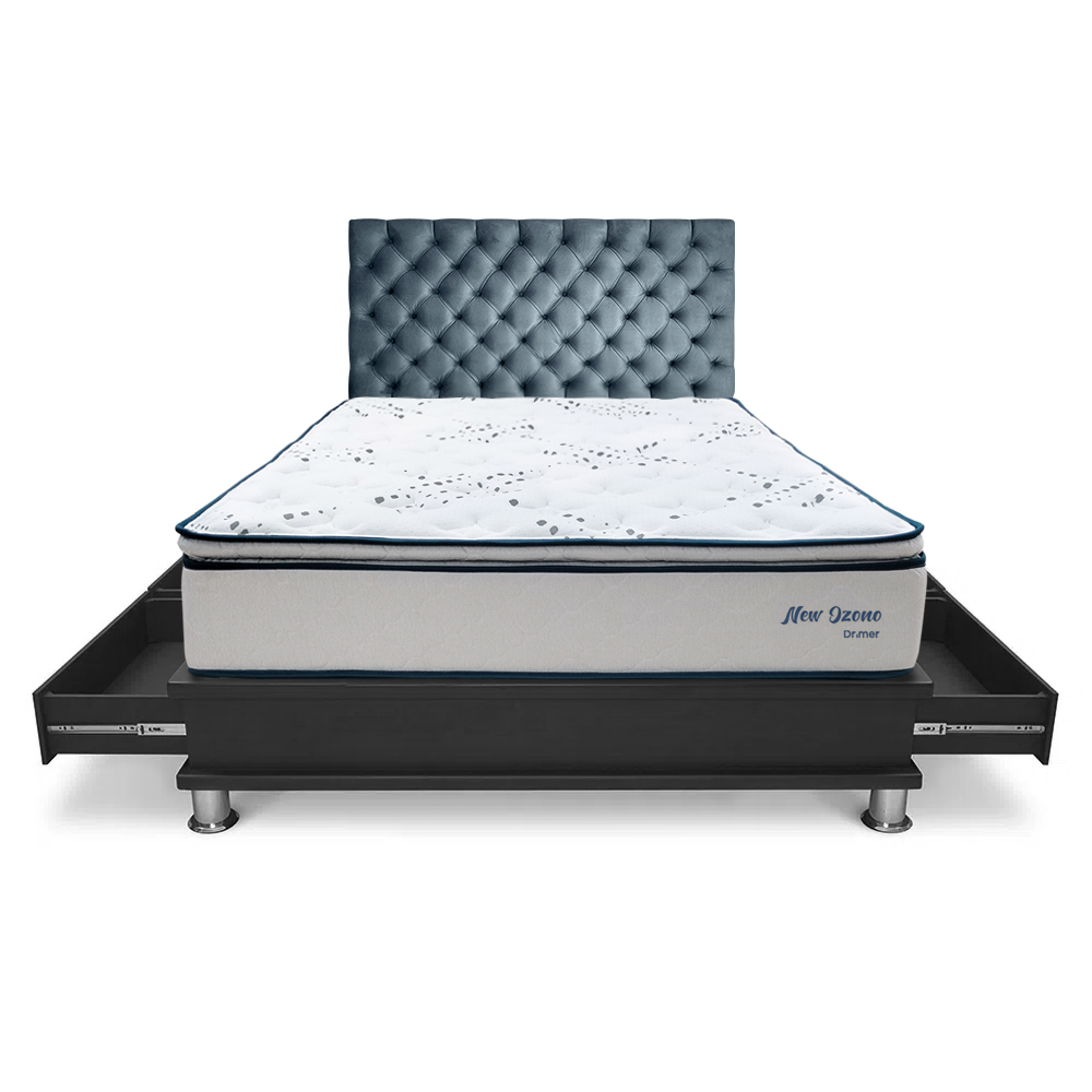 DORMITORIO DRIMER CAPITONE NEW OZONO 2 PLAZAS CON CAJONES - 2