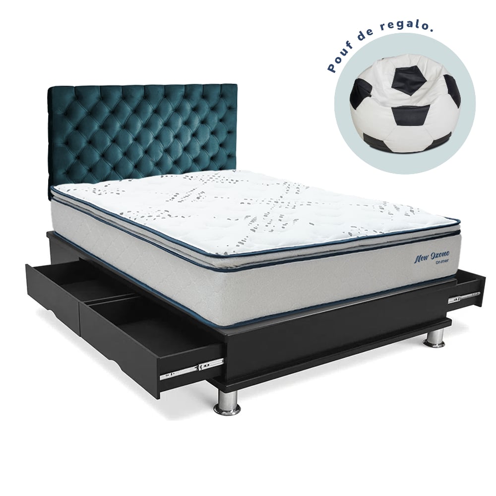 DORMITORIO DRIMER CAPITONE NEW OZONO QUEEN CON CAJONES - 1