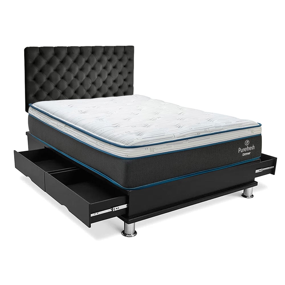 DORMITORIO DRIMER CAPITONE PURE FRESH 1.5 PLAZAS CON CAJONES - 1