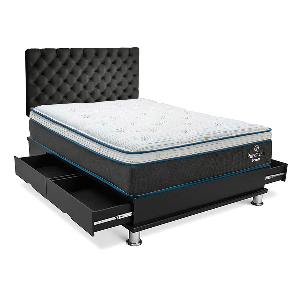 DORMITORIO DRIMER CAPITONE PURE FRESH QUEEN CON CAJONES - 1