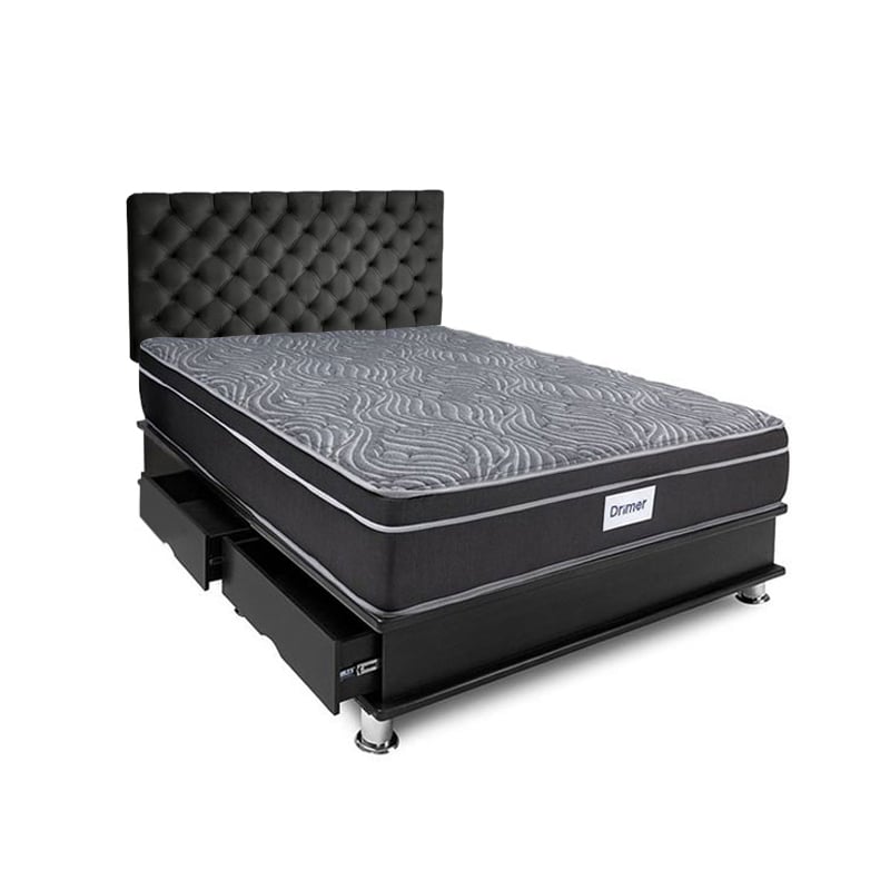 DORMITORIO DRIMER CAPITONE VENTUS 2 PLAZAS CON CAJONES - 1
