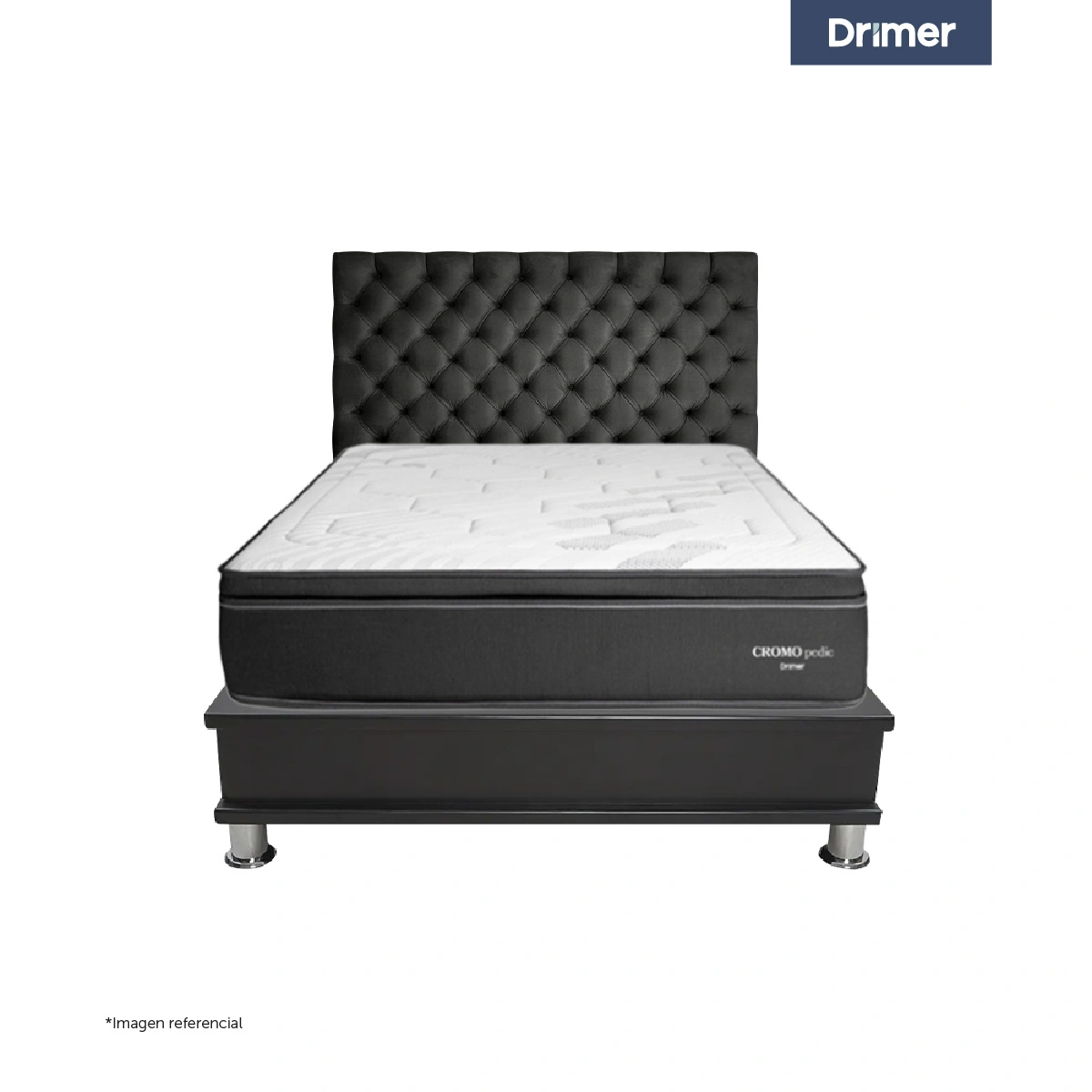 DORMITORIO CON CAJONES DRIMER CROMOPEDIC 1.5 PLAZAS CAPITONE - 2