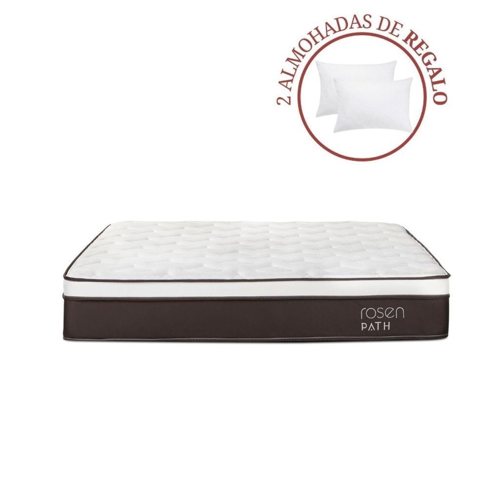 COLCHÓN ROSEN PATH QUEEN CAFÉ + 2 ALMOHADAS - 1