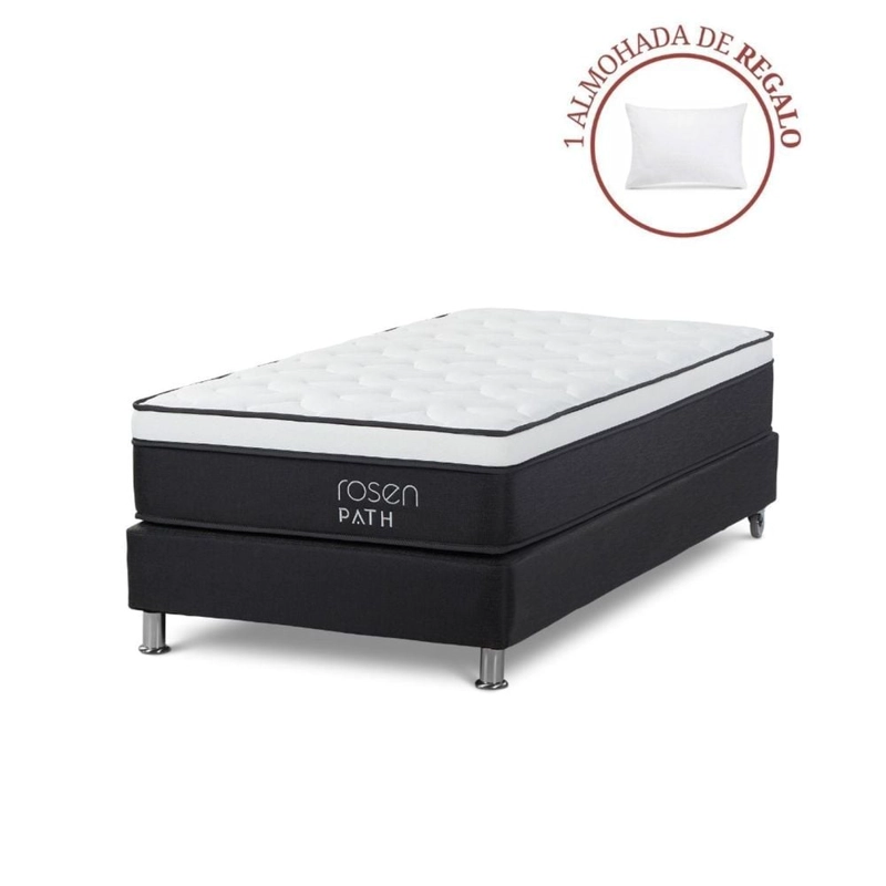 CAMA AMERICANA ROSEN PATH GRAFITO 1 PLAZA + 1 ALMOHADA - 1