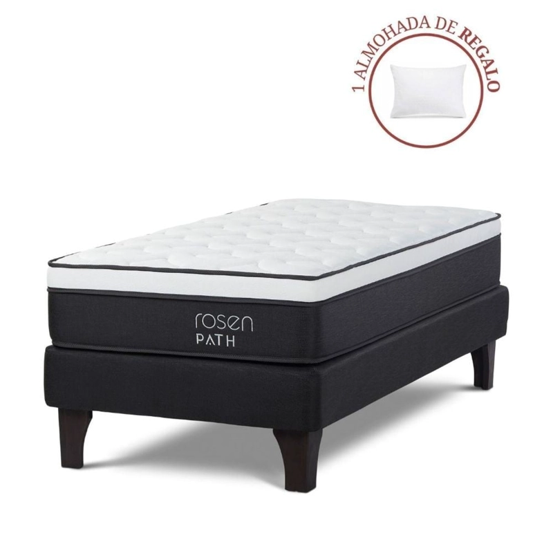 CAMA EUROPEA ROSEN PATH GRAFITO 1 PLAZA + 1 ALMOHADA - 1