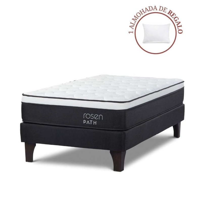 CAMA EUROPEA ROSEN PATH GRAFITO 1.5 PLAZAS  + 1 ALMOHADA - 1