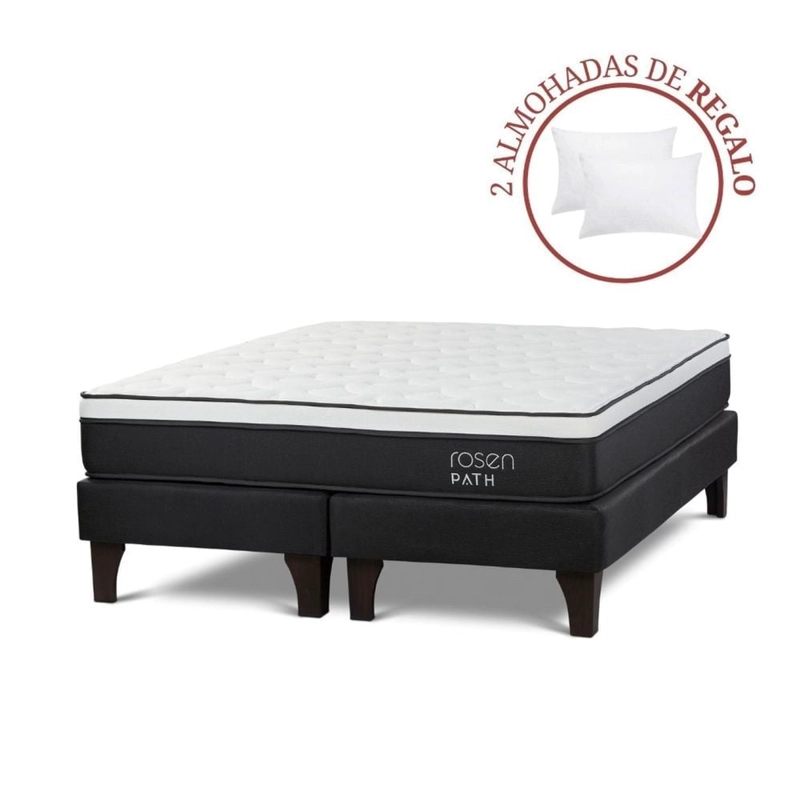 CAMA EUROPEA ROSEN PATH GRAFITO QUEEN + 2 ALMOHADAS - 1