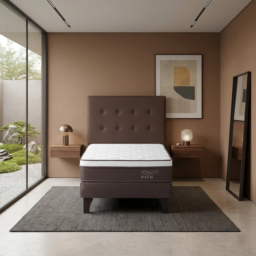 DORMITORIO EUROPEO ROSEN PATH CAFÉ 1.5 PLAZAS WEST CHOCOLATE + 1 ALMOHADA - 1