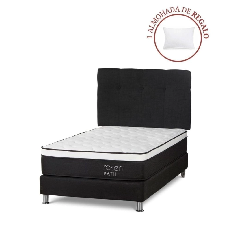 DORMITORIO ROSEN PATH GRAFITO 1.5 PLAZAS NEW BENNET GRAFITO + 1 ALMOHADA - 1
