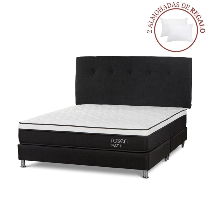 DORMITORIO ROSEN PATH GRAFITO QUEEN NEW BENNET GRAFITO + 2 ALMOHADAS - 1